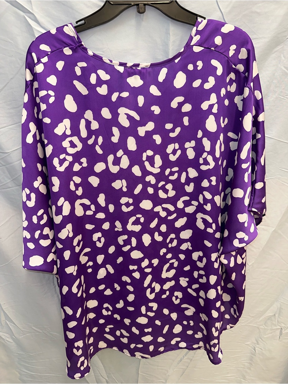 Adrienne Purple and White Spot Print V-Neck Top - Picture 2 of 4